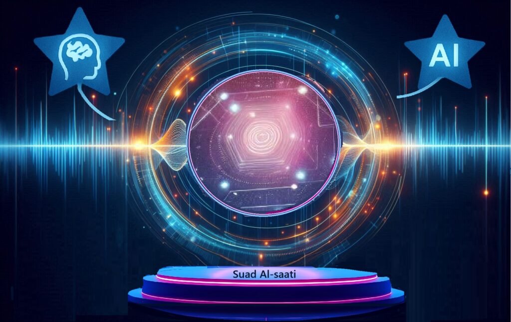 Visual graphic representing the connection between human creativity and artificial intelligence, symbolizing how individuals build a global online presence through identity, clarity, and digital interaction.